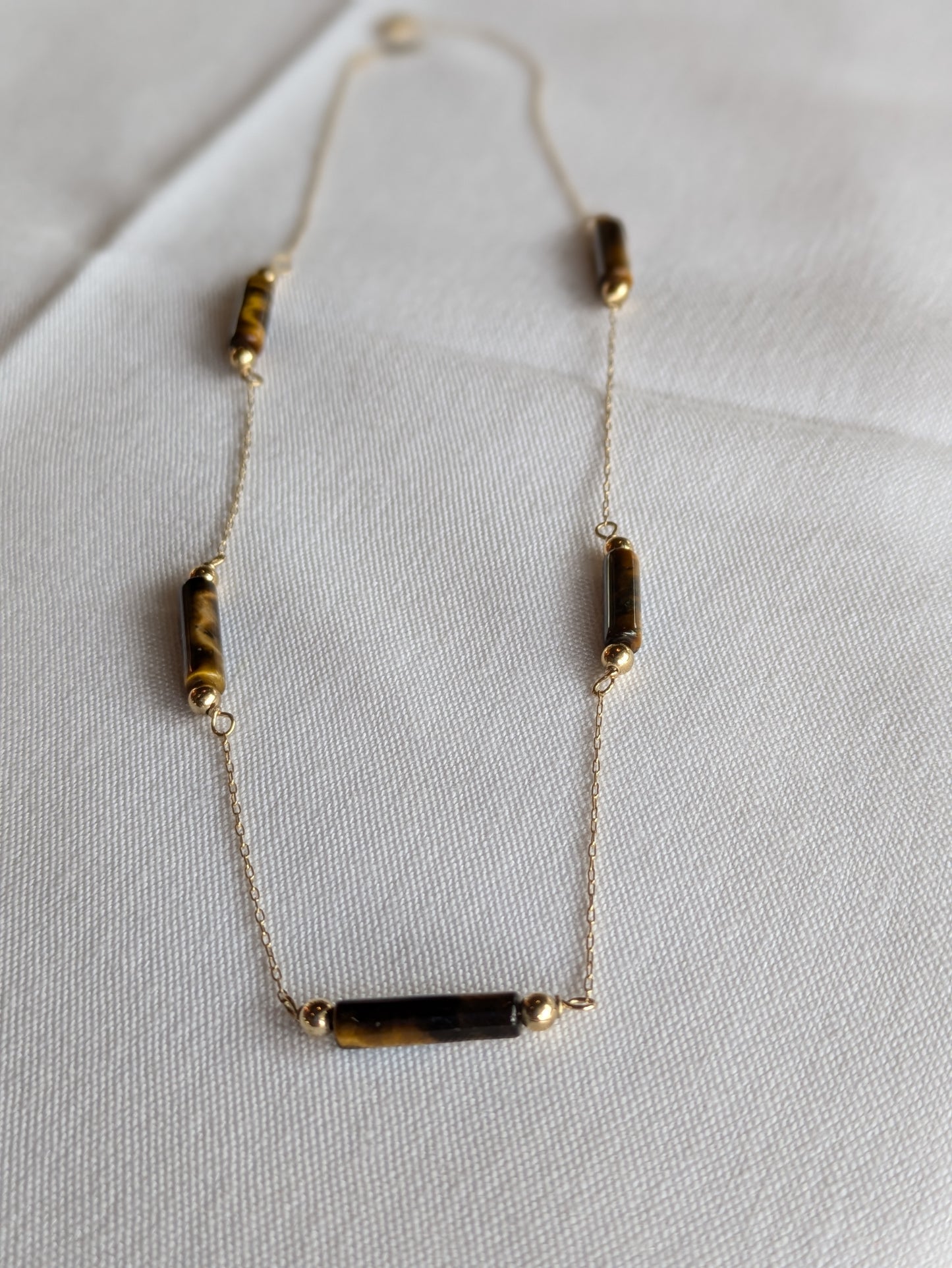 14k Tiger Eye Necklace 1960's