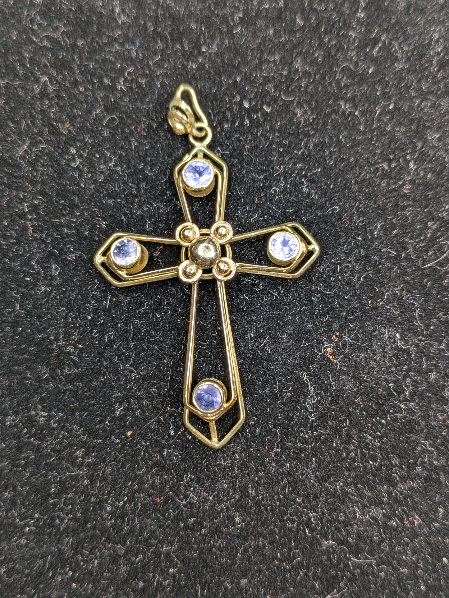 14k Dutch Amethyst 1930's Cross Pendant