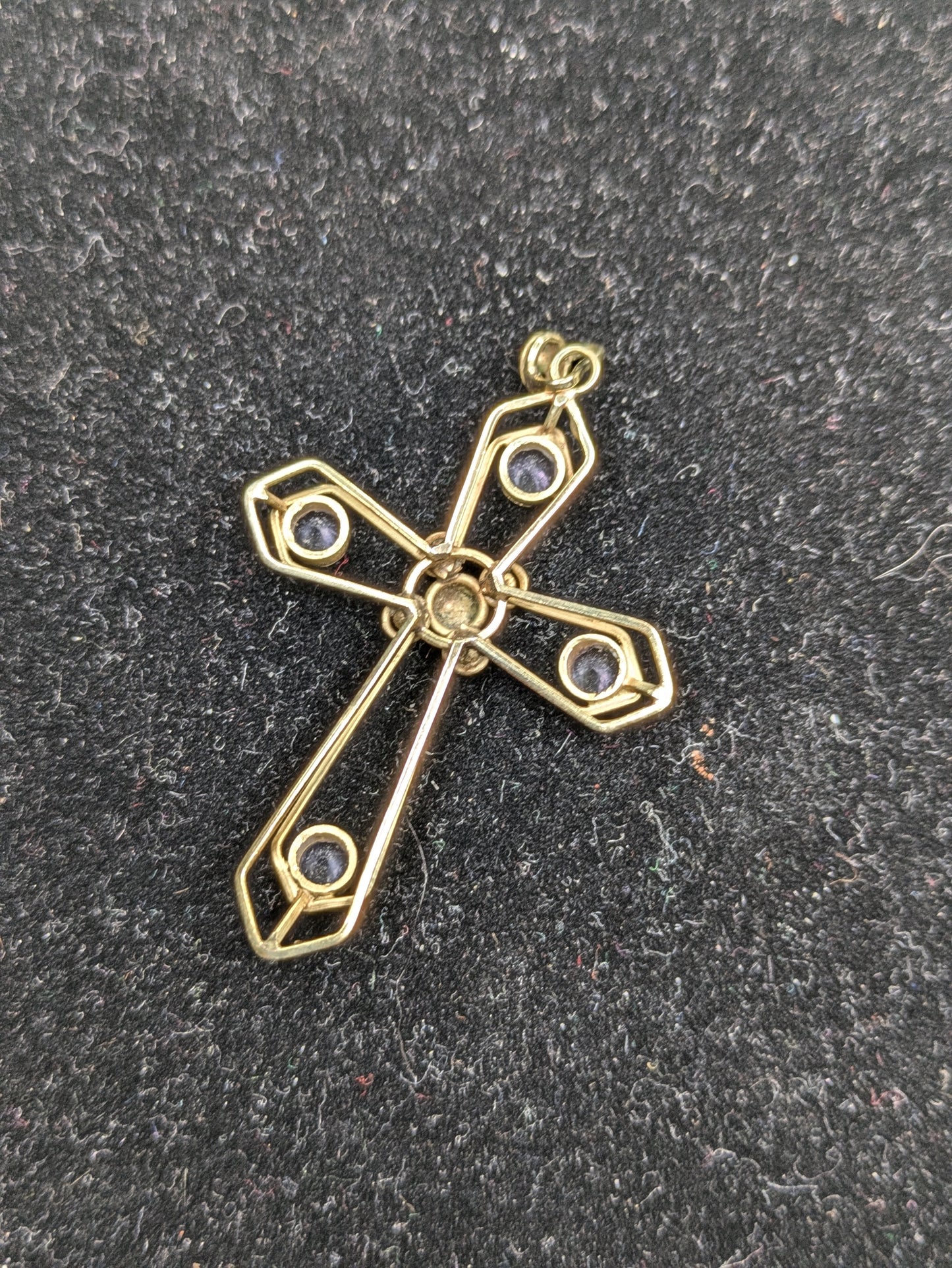 14k Dutch Amethyst 1930's Cross Pendant