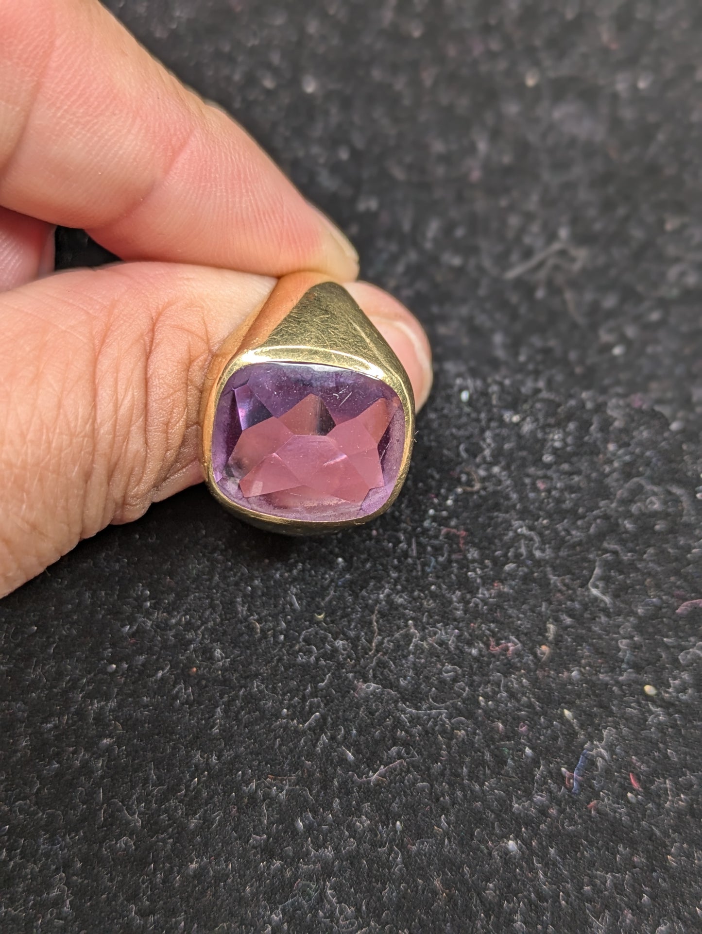 14k Constant Heart Signet Ring Amethyst