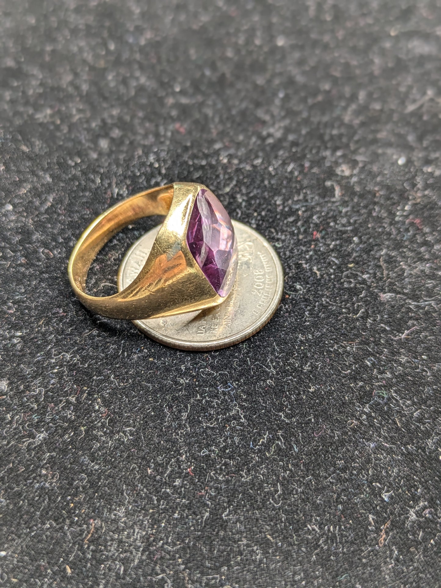 14k Constant Heart Signet Ring Amethyst