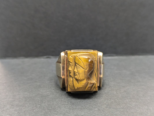 10k 1950's Tigereye Cameo Ring