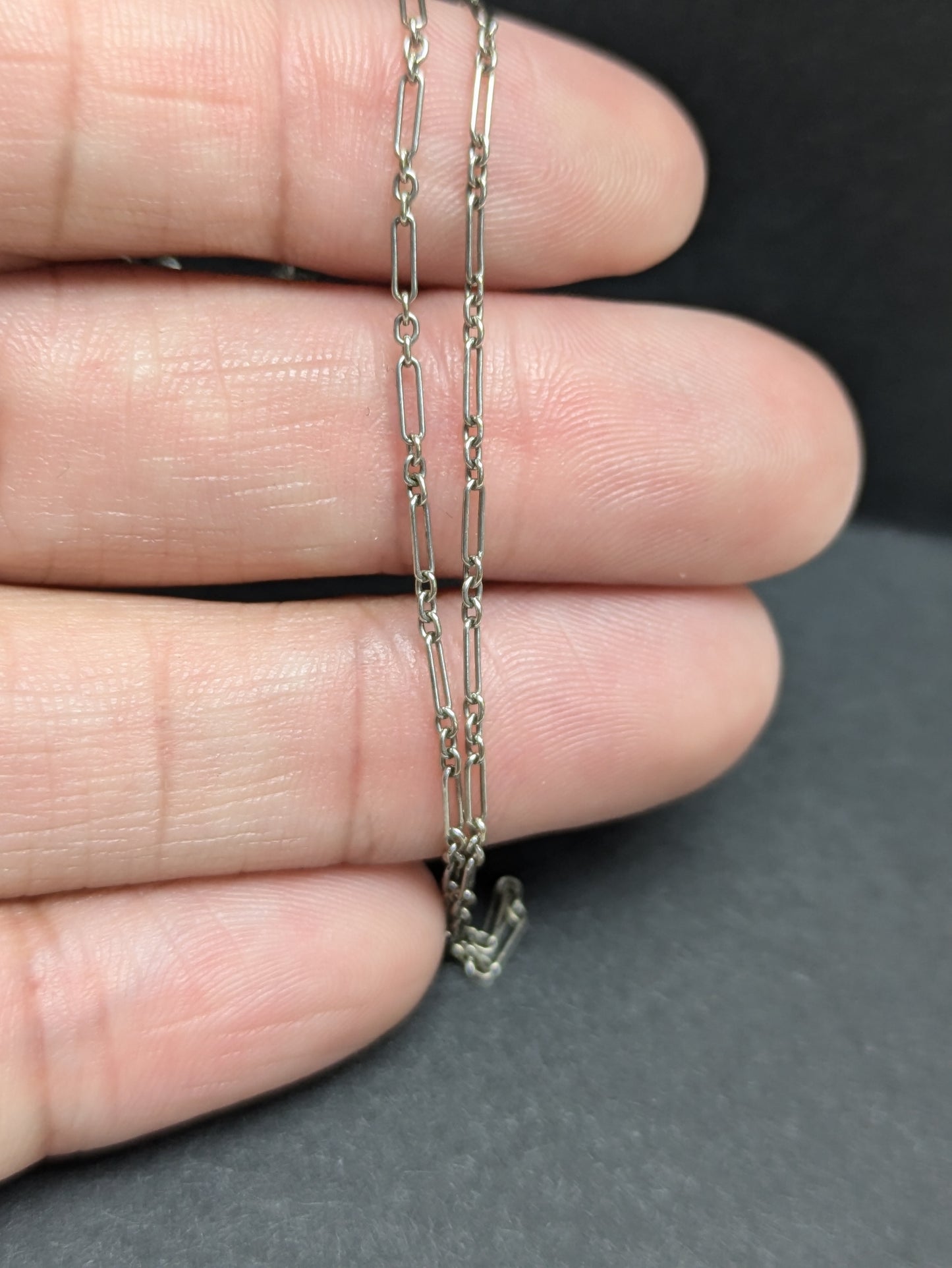 Art Deco 14k White Gold Dash/Dot Chain