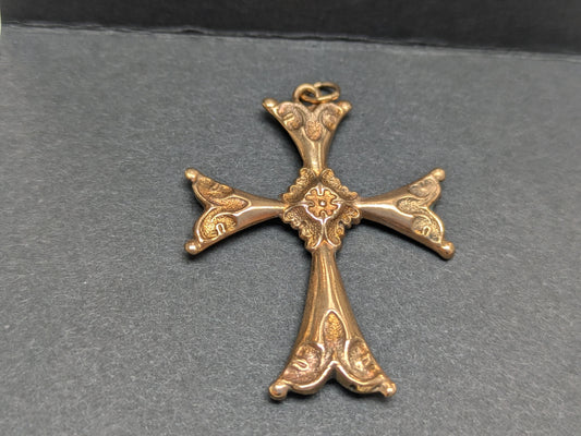 14k Repousse Cross Pendant