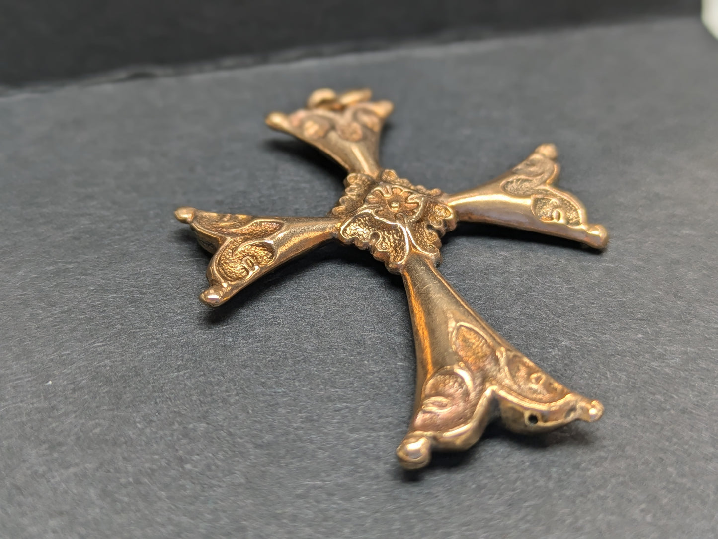 14k Repousse Cross Pendant