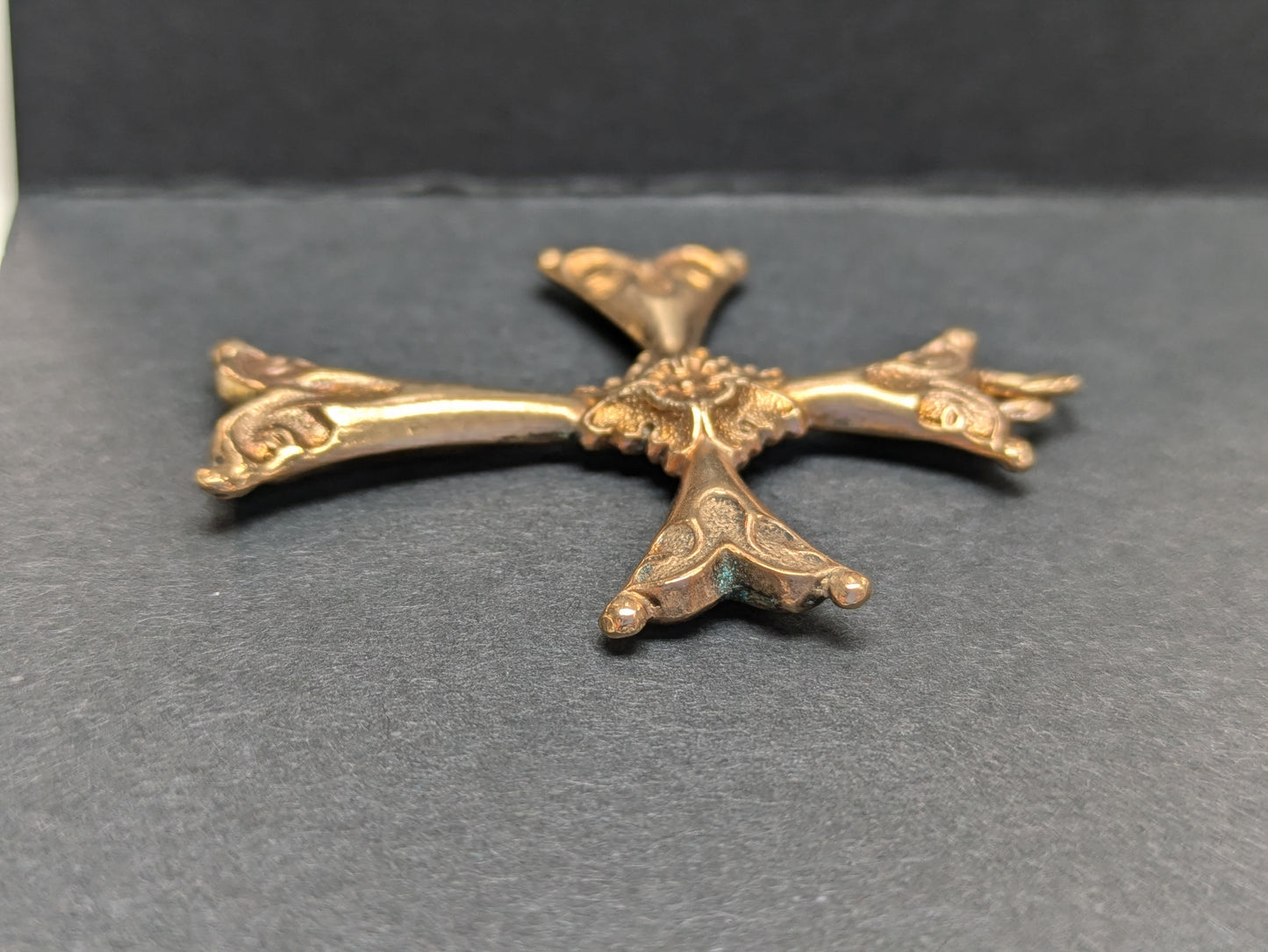 14k Repousse Cross Pendant