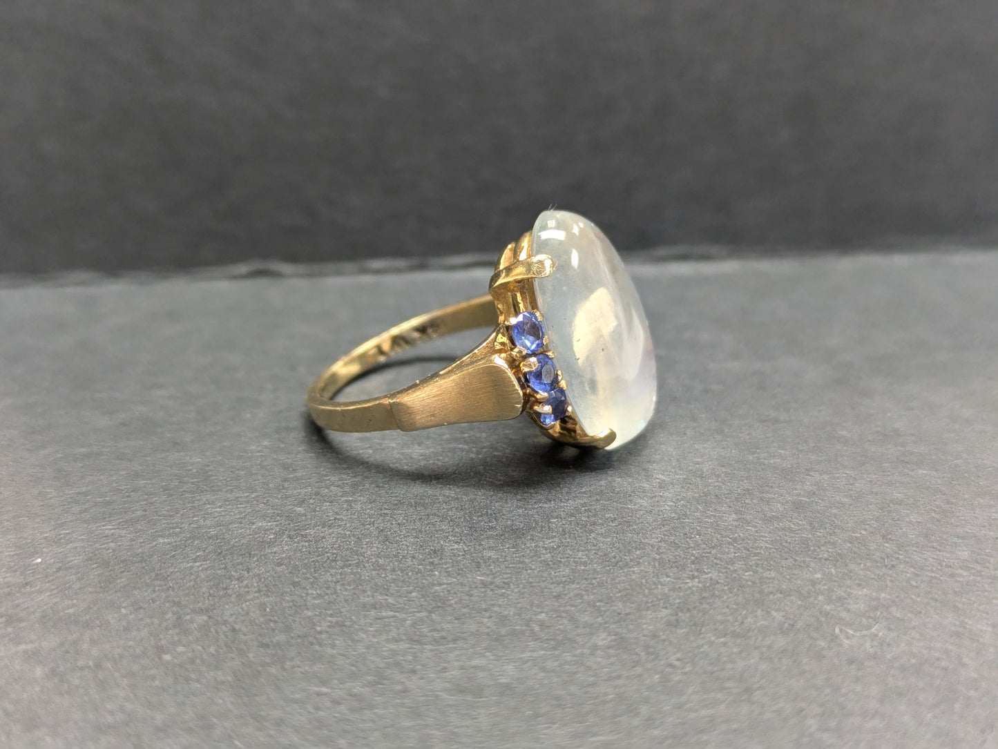 14k Moonstone and Sapphire Ring