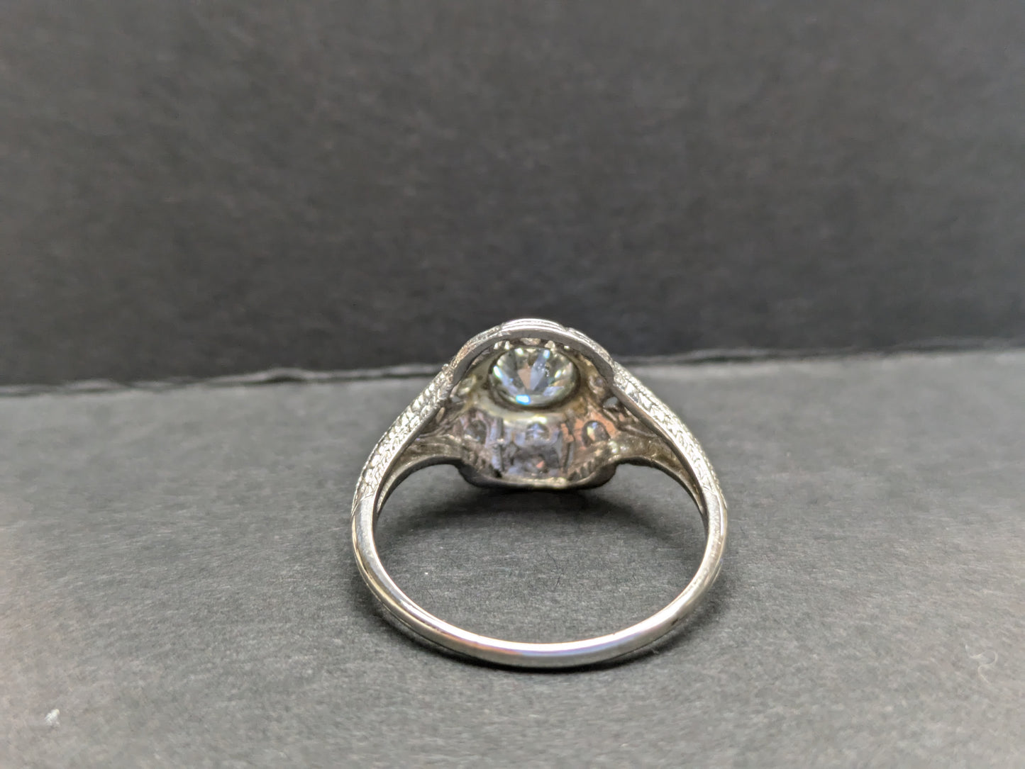 Old European Cut 14kt White Gold Edwardian Ring