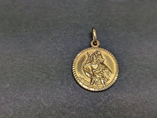 St. Christopher English 9k Disc Charm