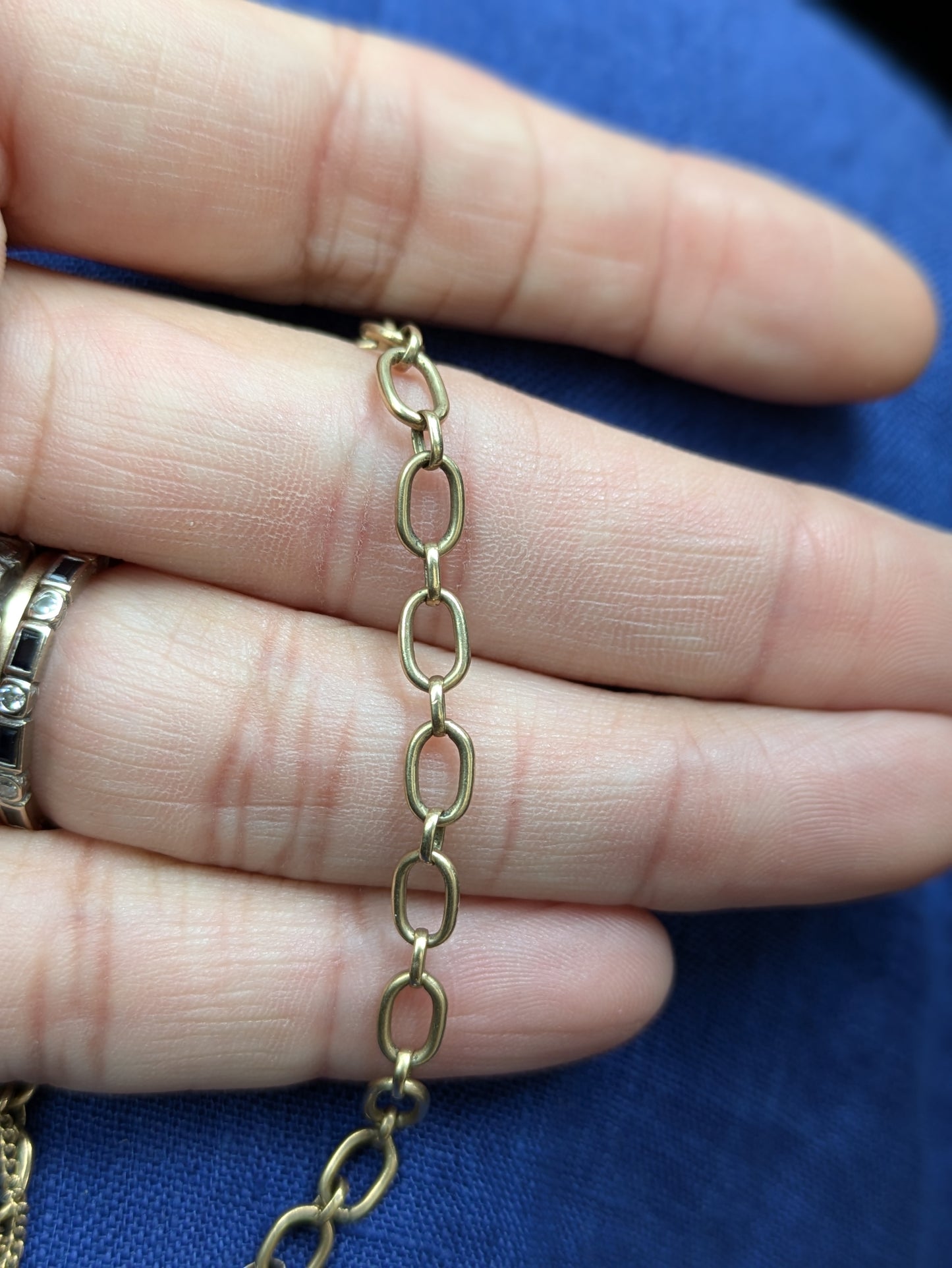 14k 1920's Oval Link Bracelet with Safety Chain