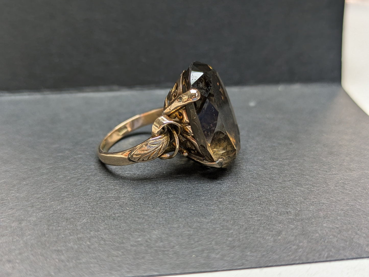 14k Smoky Quartz 1940's Ring