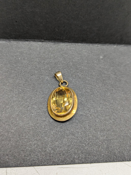 14k Vintage German Citrine Pendant