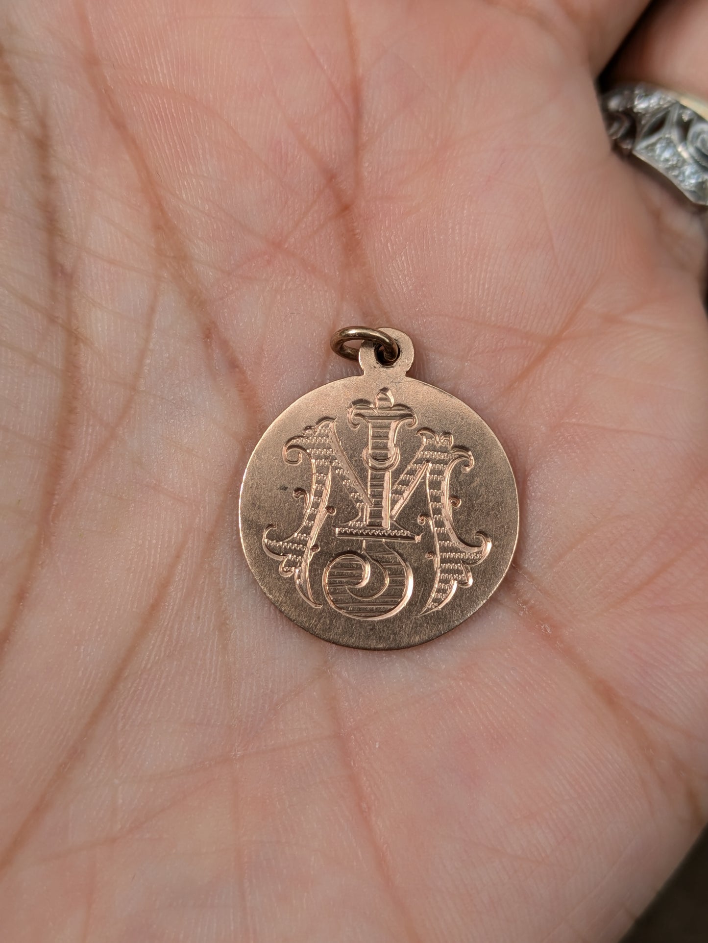 Double Sided Gold Victorian Love Token with Navy Blue Enamel