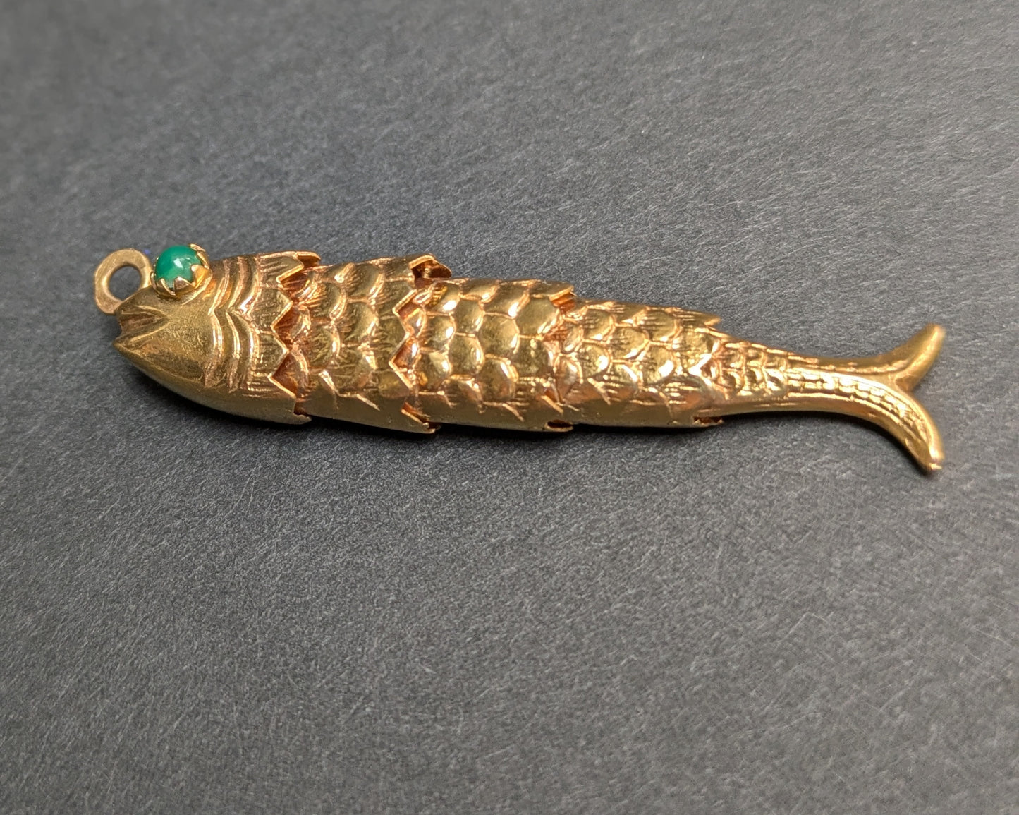 Large 18k Articulated Fish with Turquoise Eyes