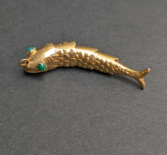 Large 18k Articulated Fish with Turquoise Eyes