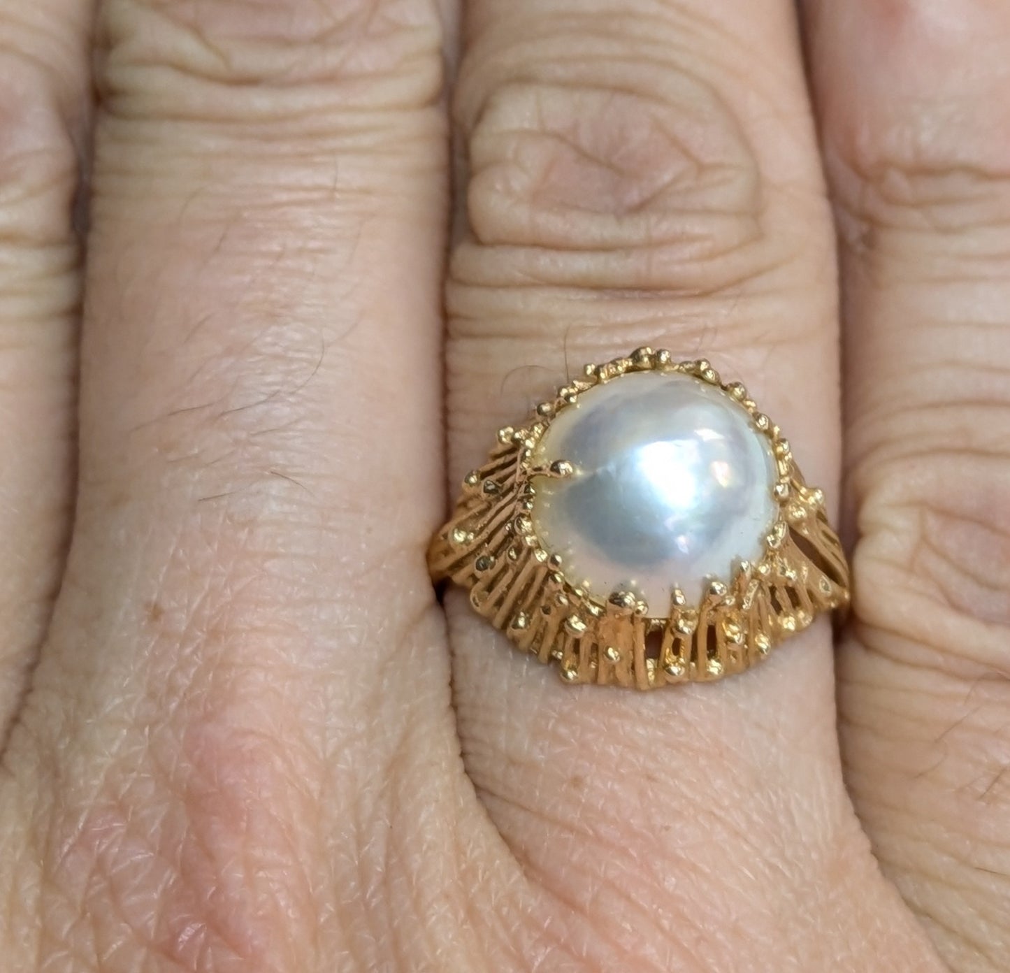 14k Brutalist Pearl Ring