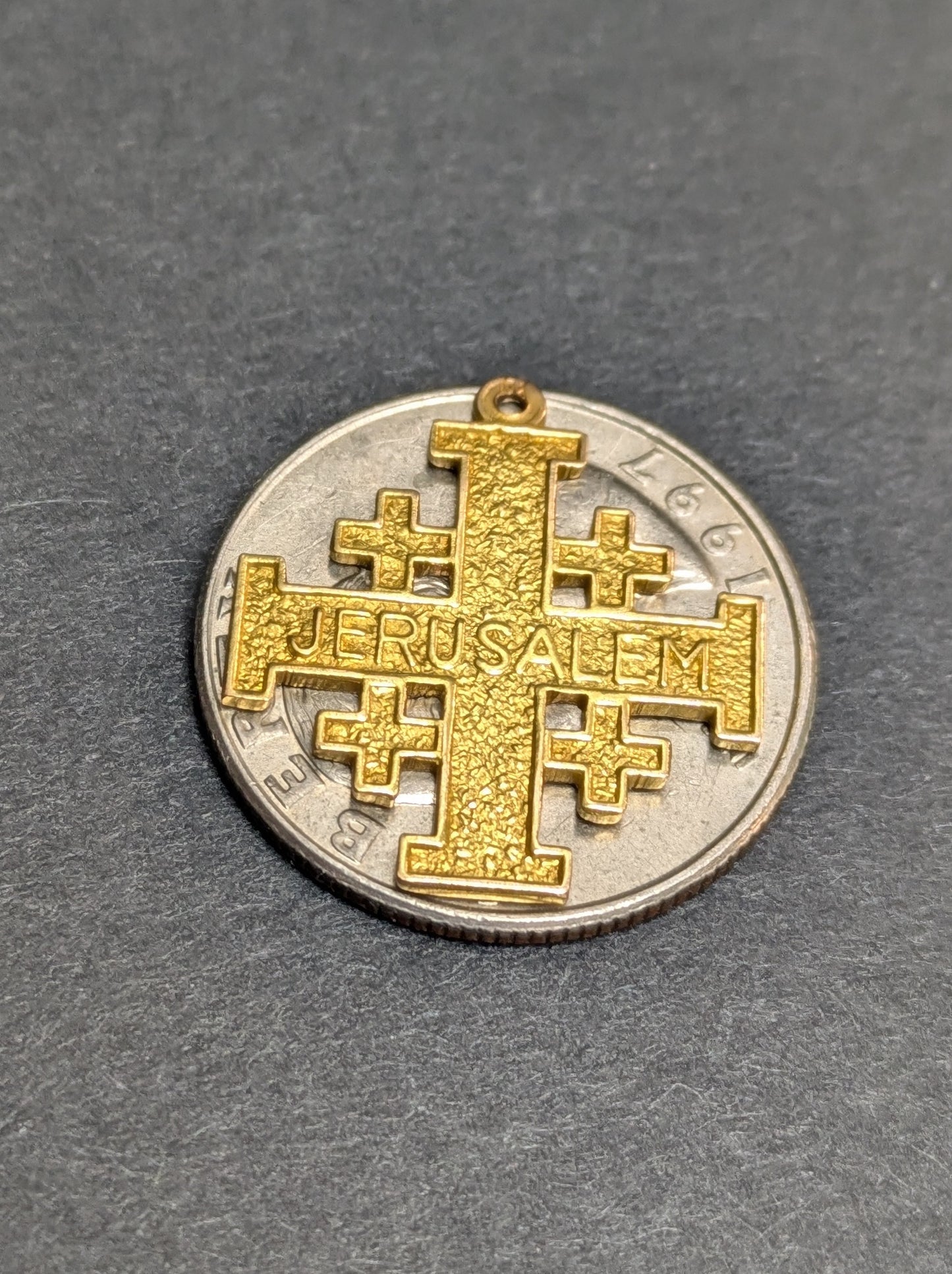 Vintage 18k Jerusalem Cross Charm