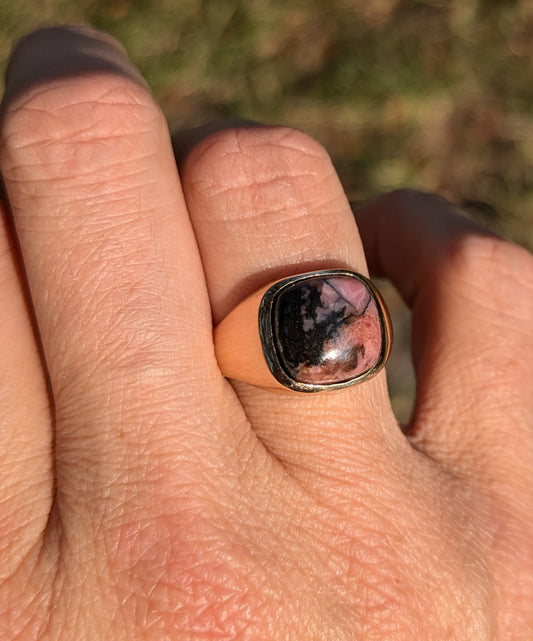 Rhodochrosite 14k Signet Ring