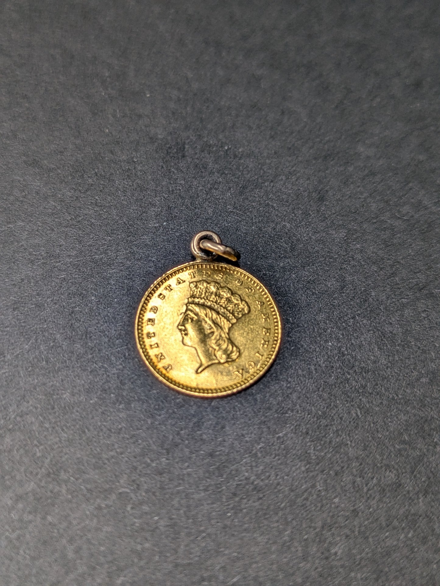 American Gold Love Token on 1800s American Liberty Coin