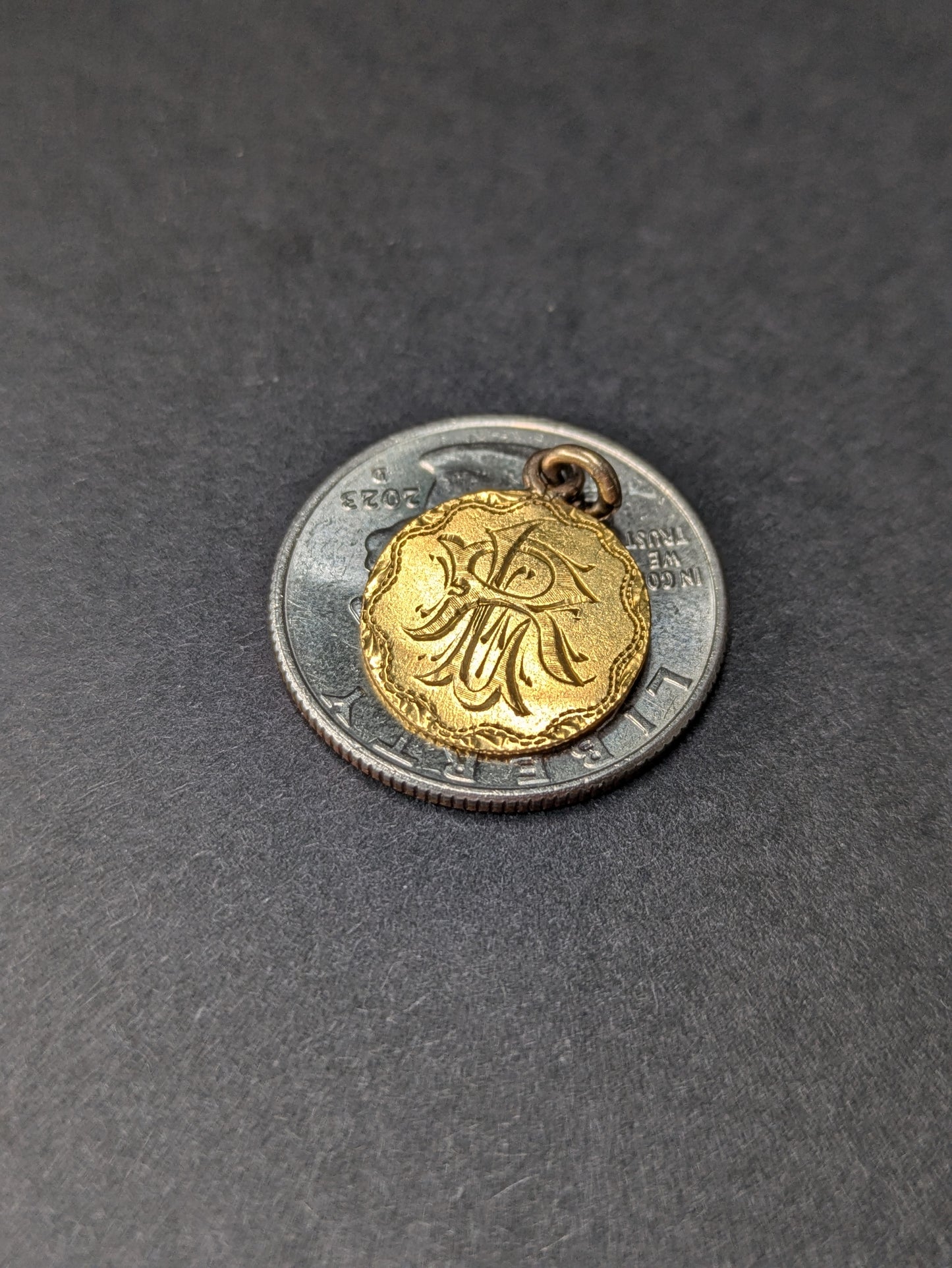 American Gold Love Token on 1800s American Liberty Coin