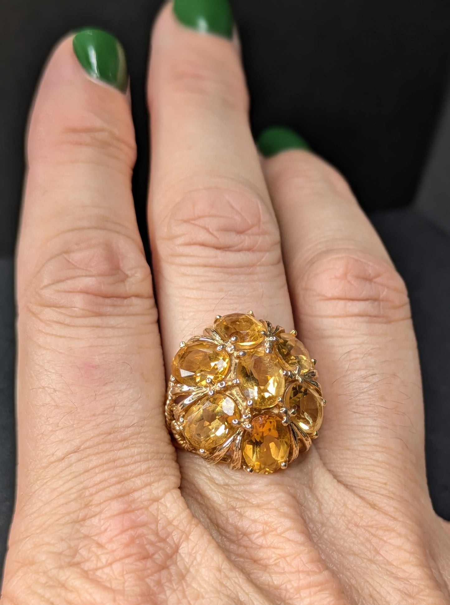 14k Vintage Citrine Cluster Ring