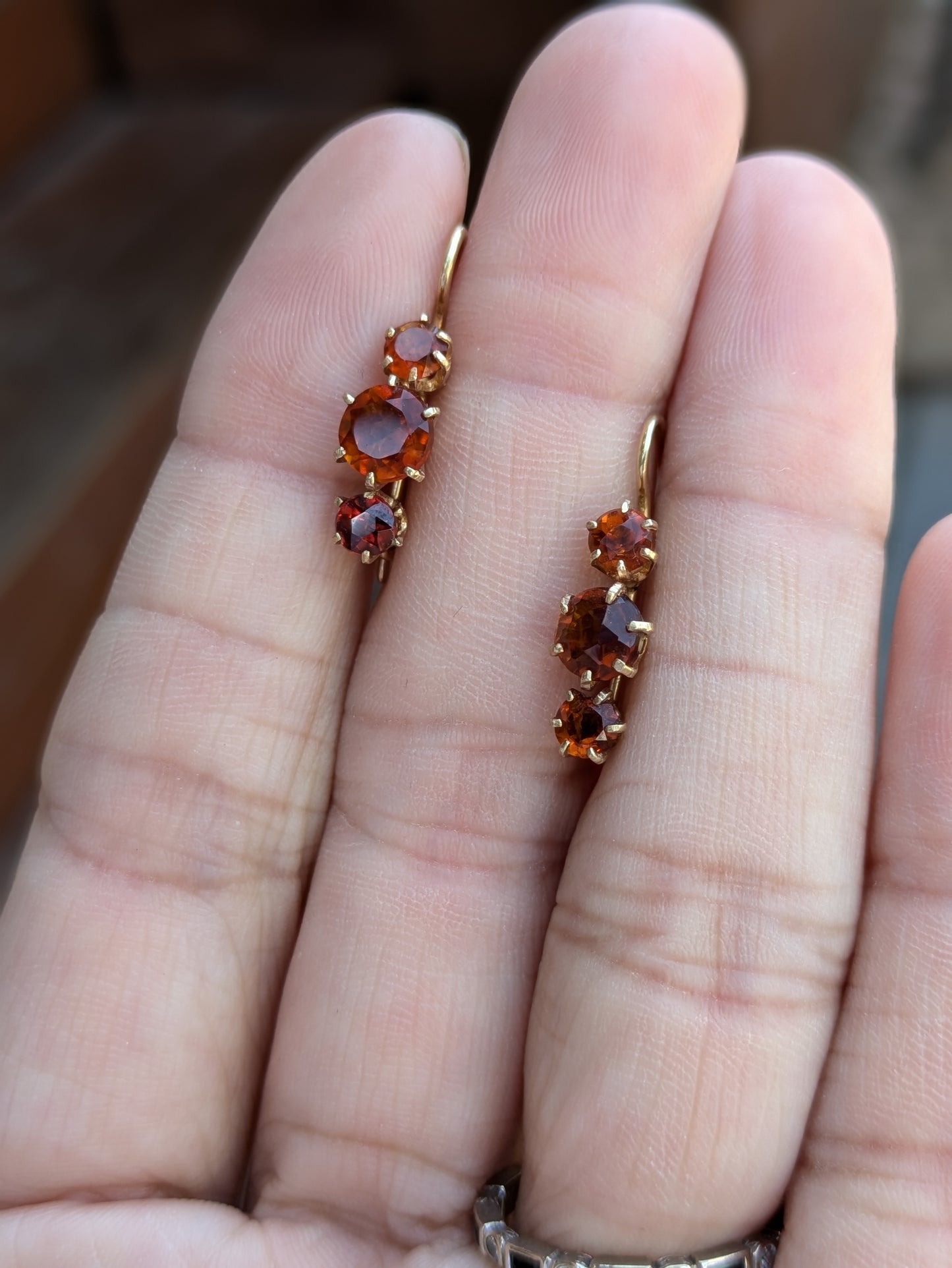 14k Vintage 1950s Madeira Citrine Earrings