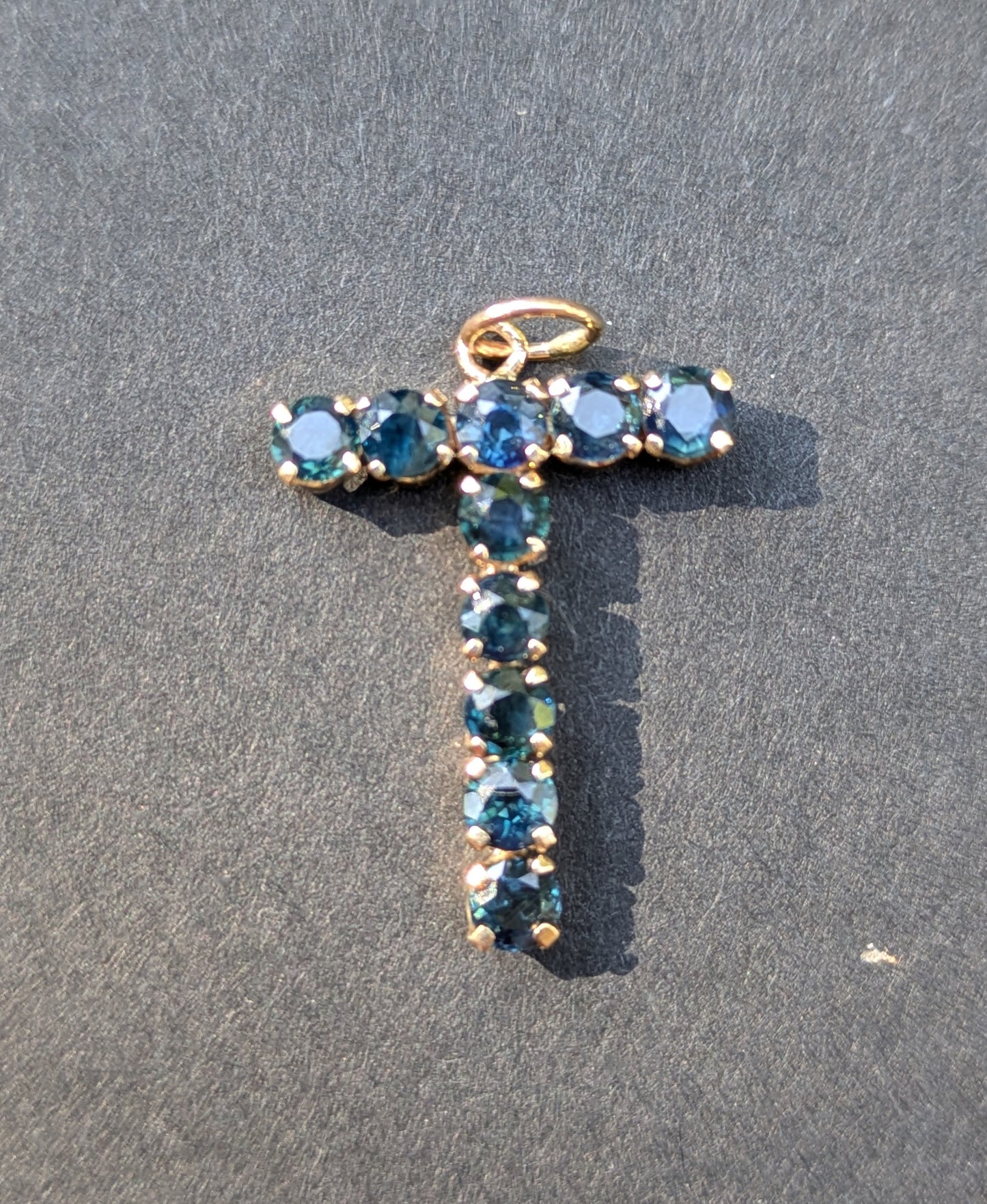 18k Large Sapphire "T" Charm