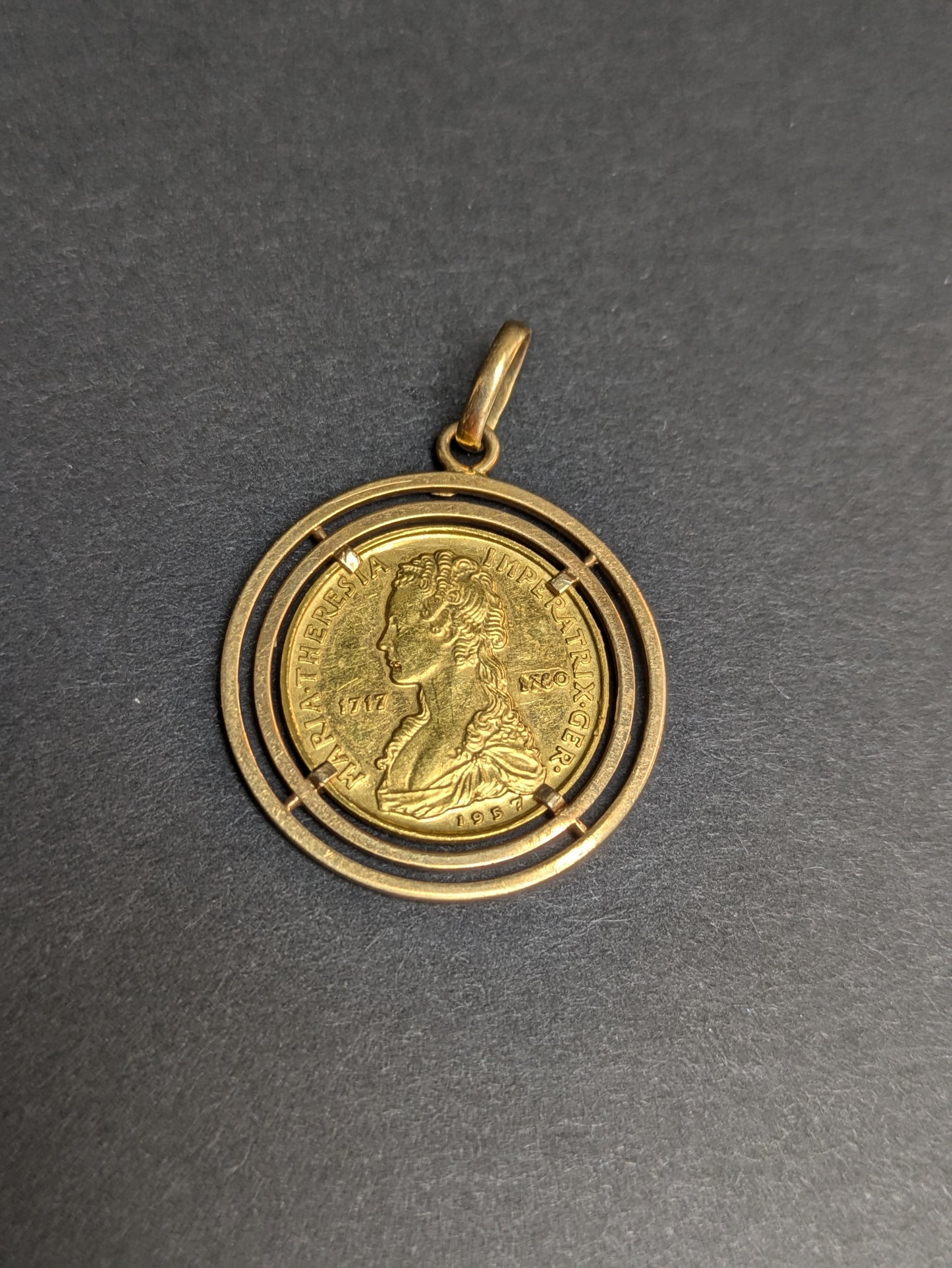 18kt Framed Austrian Gold Ducat Pendant