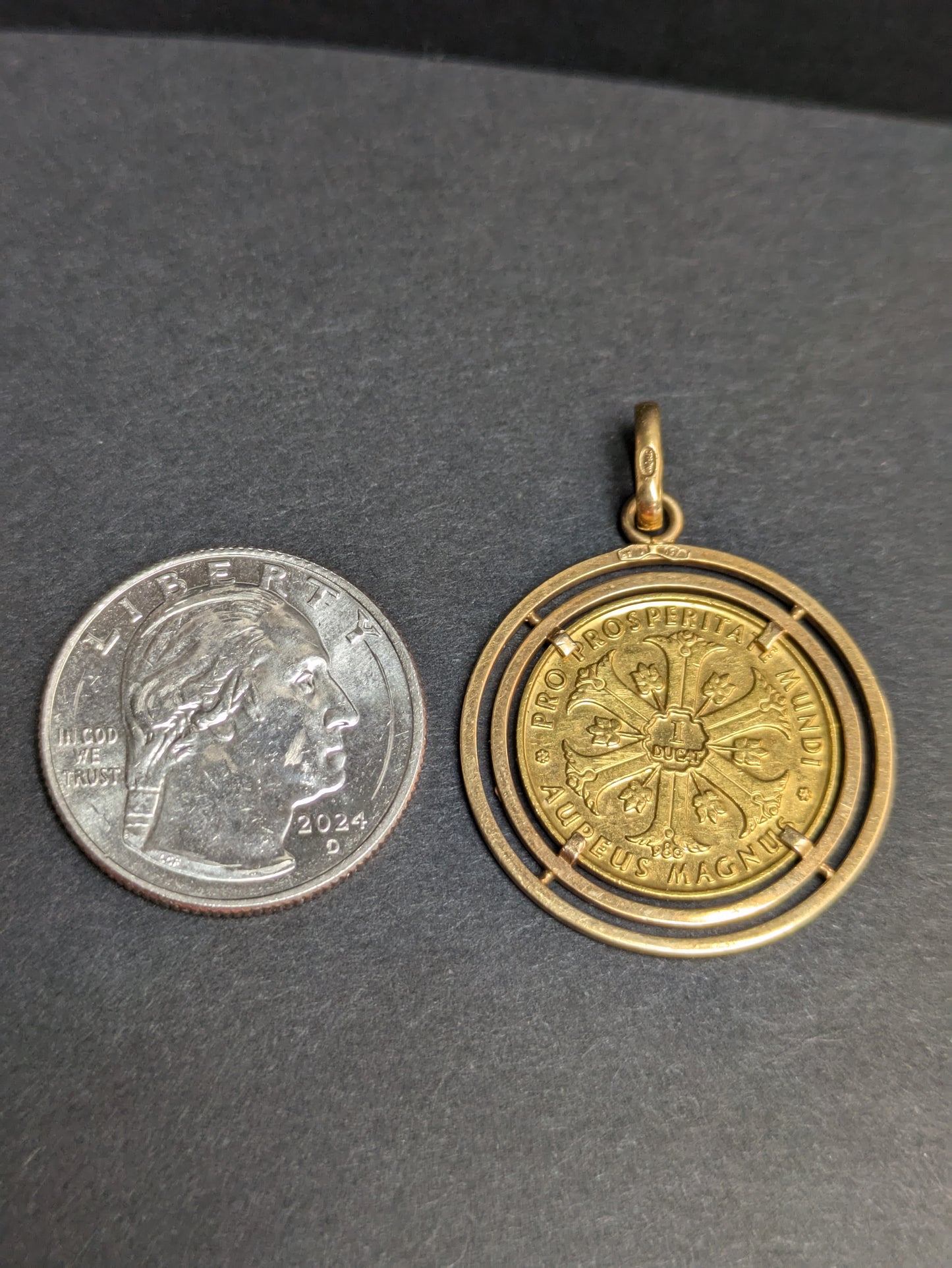 18kt Framed Austrian Gold Ducat Pendant