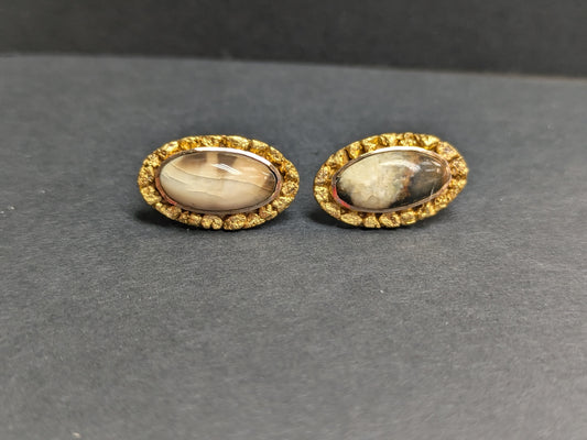 Australian "Native Gold" Nugget with Agate Earrings