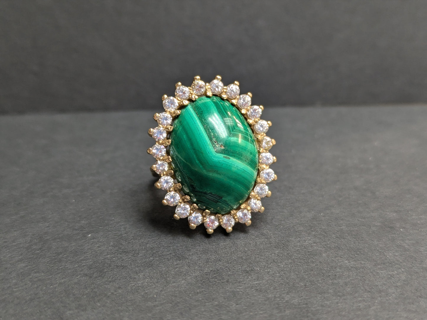 14k Diamond and Malachite Cocktail Ring