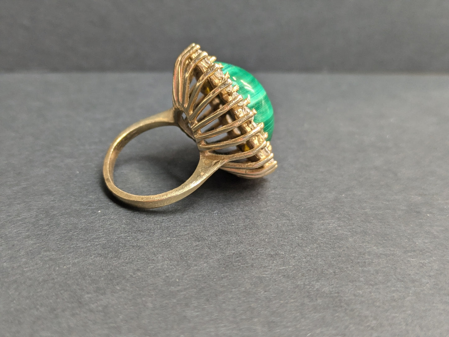 14k Diamond and Malachite Cocktail Ring