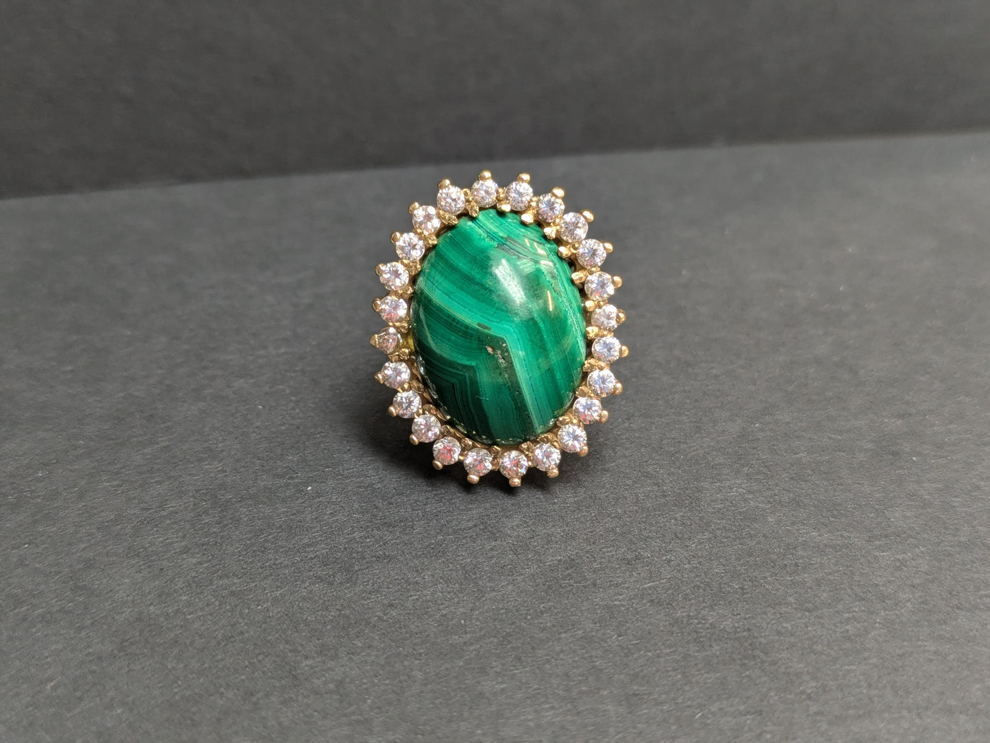 14k Diamond and Malachite Cocktail Ring