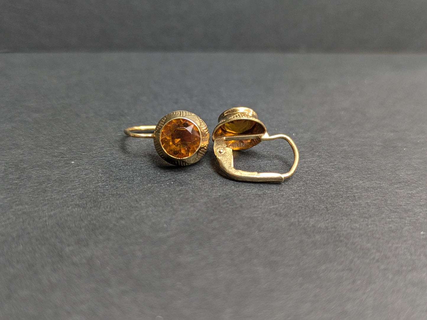 14k Lever Back Citrine Earrings