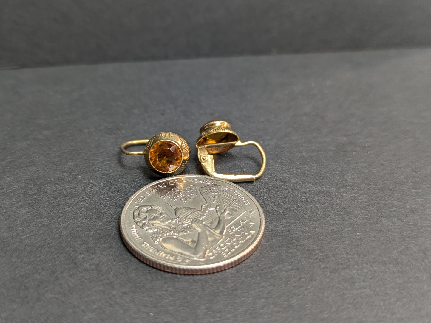 14k Lever Back Citrine Earrings