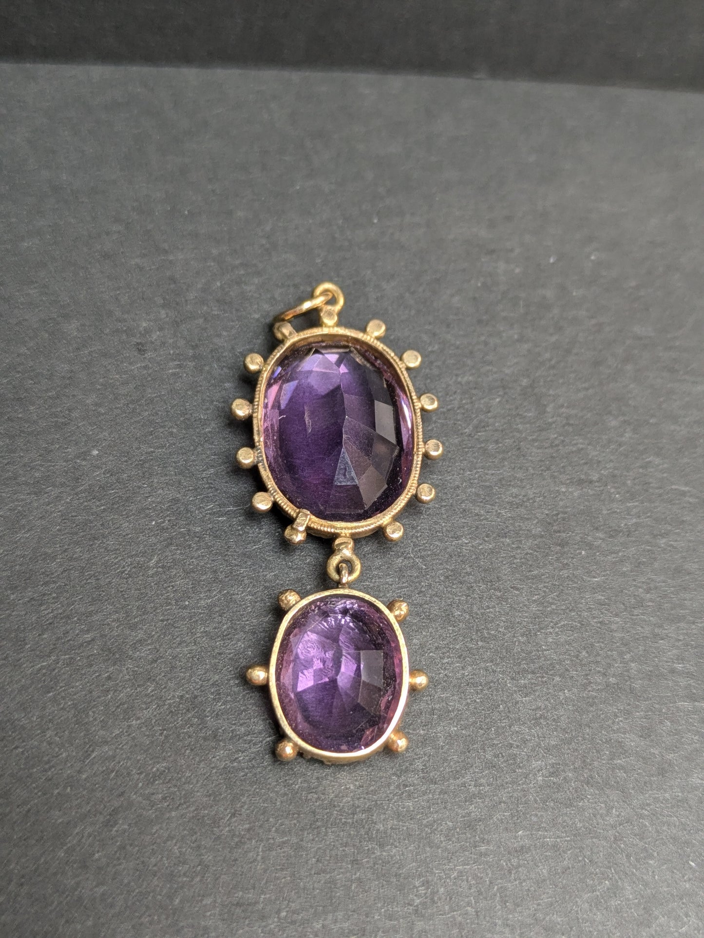 14k Amethyst Double Drop Pendant