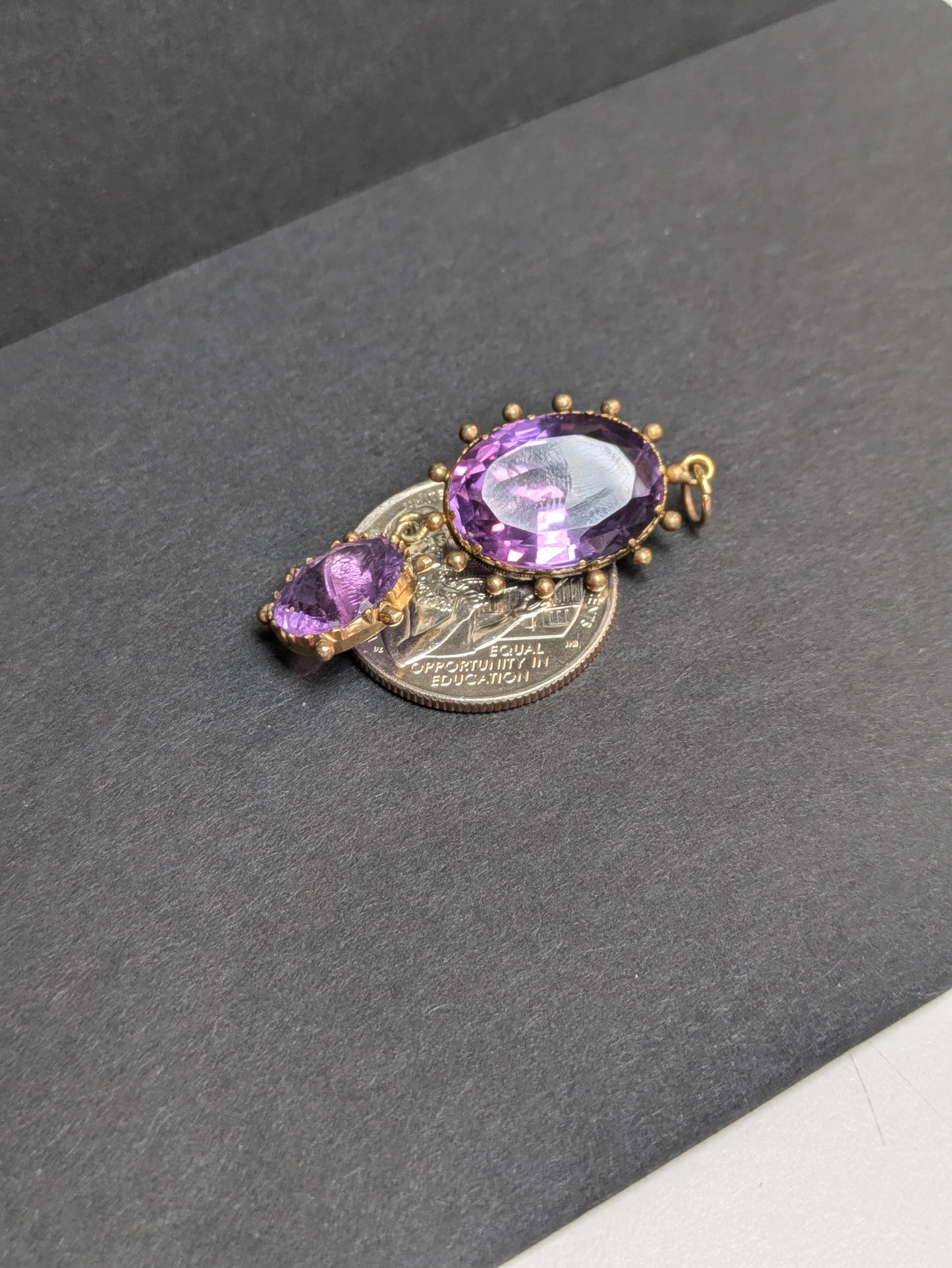 14k Amethyst Double Drop Pendant