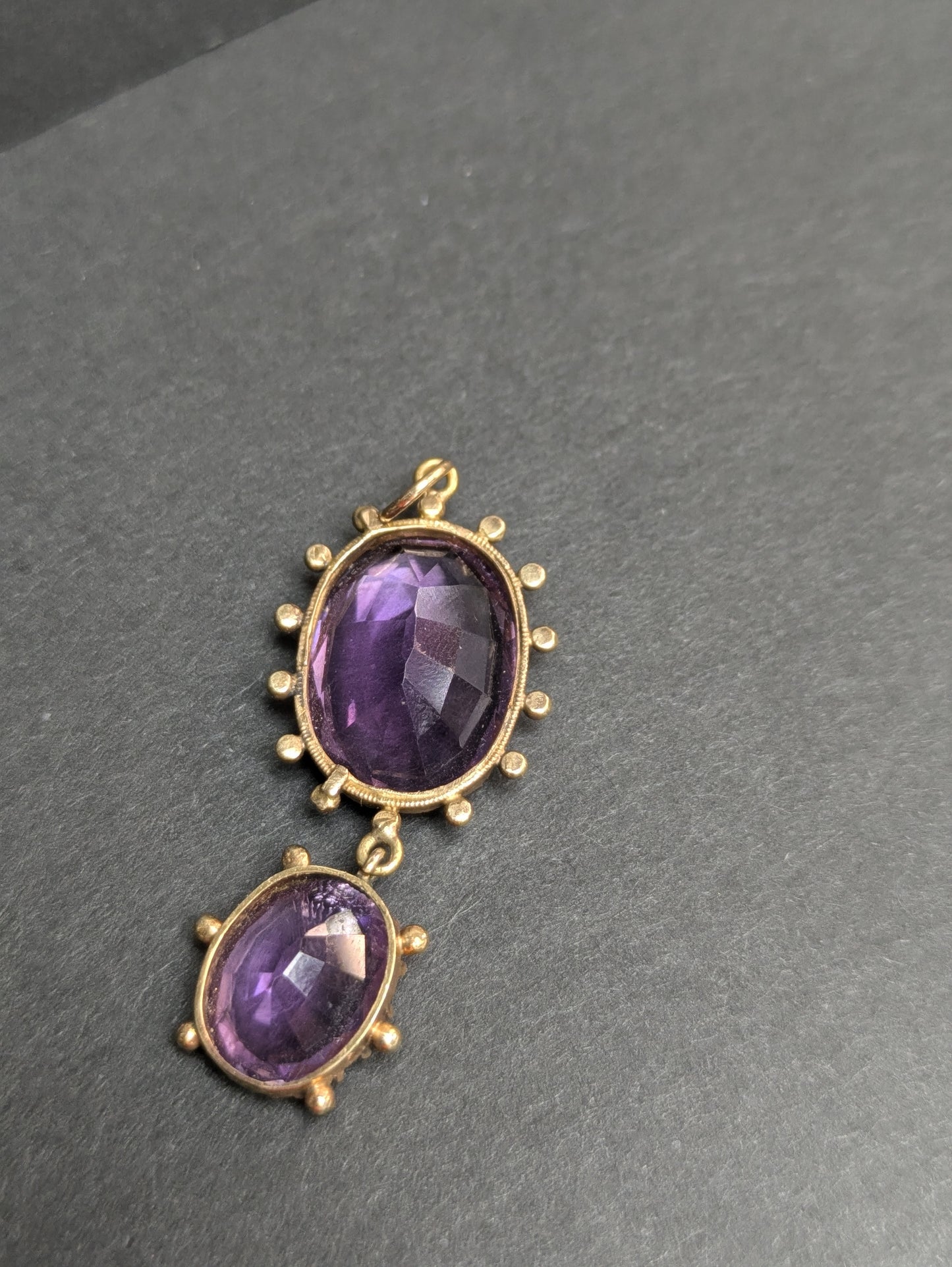 14k Amethyst Double Drop Pendant