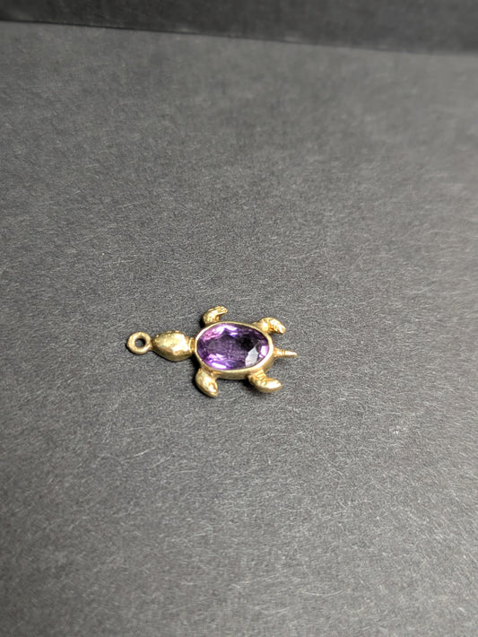 14k Amethyst Turtle Charm