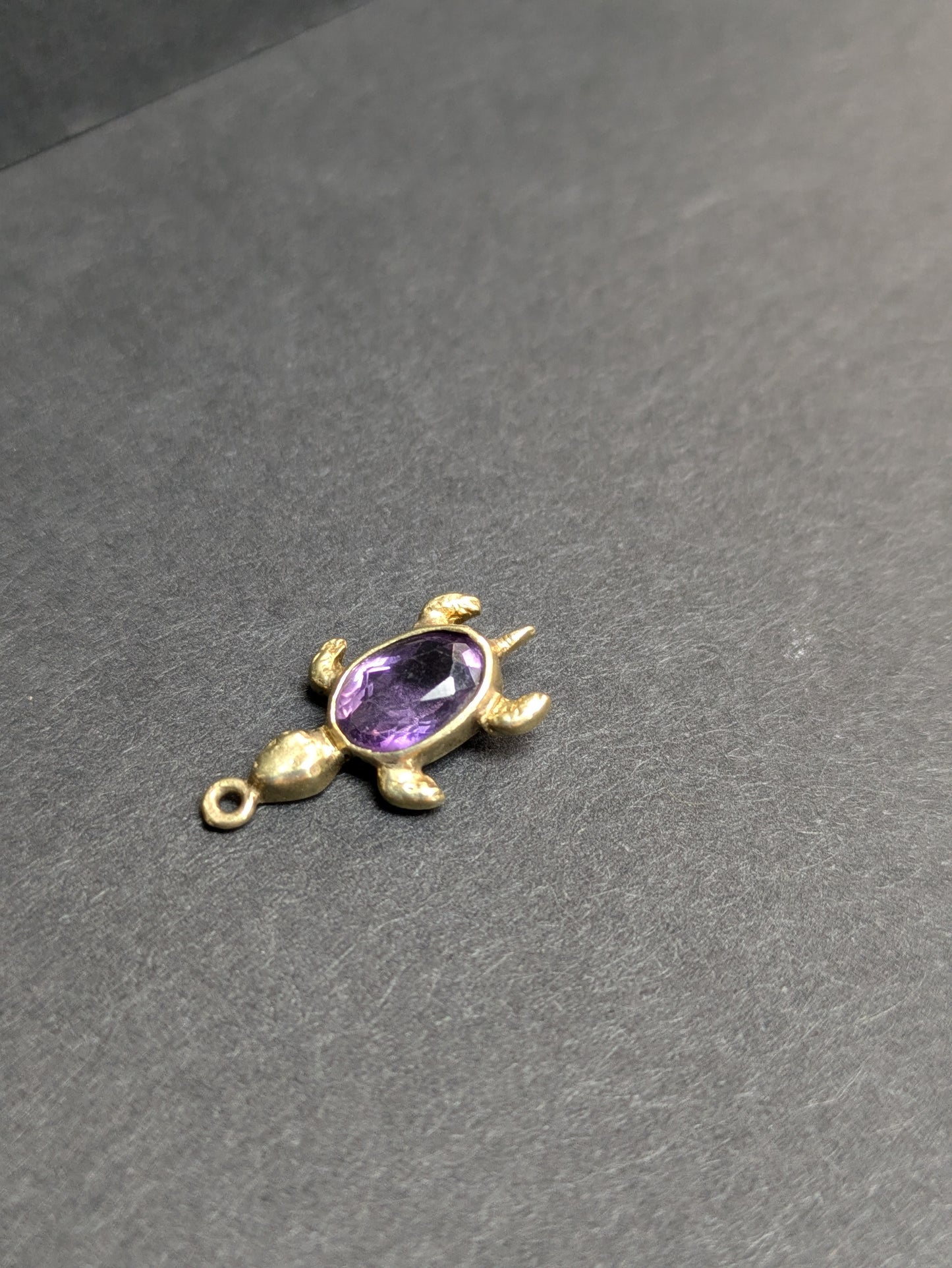 14k Amethyst Turtle Charm