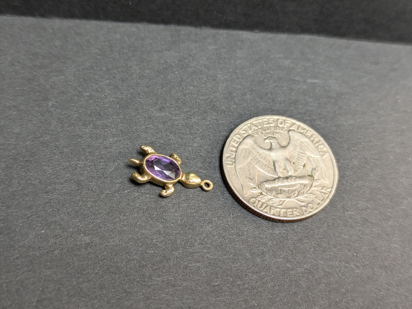 14k Amethyst Turtle Charm