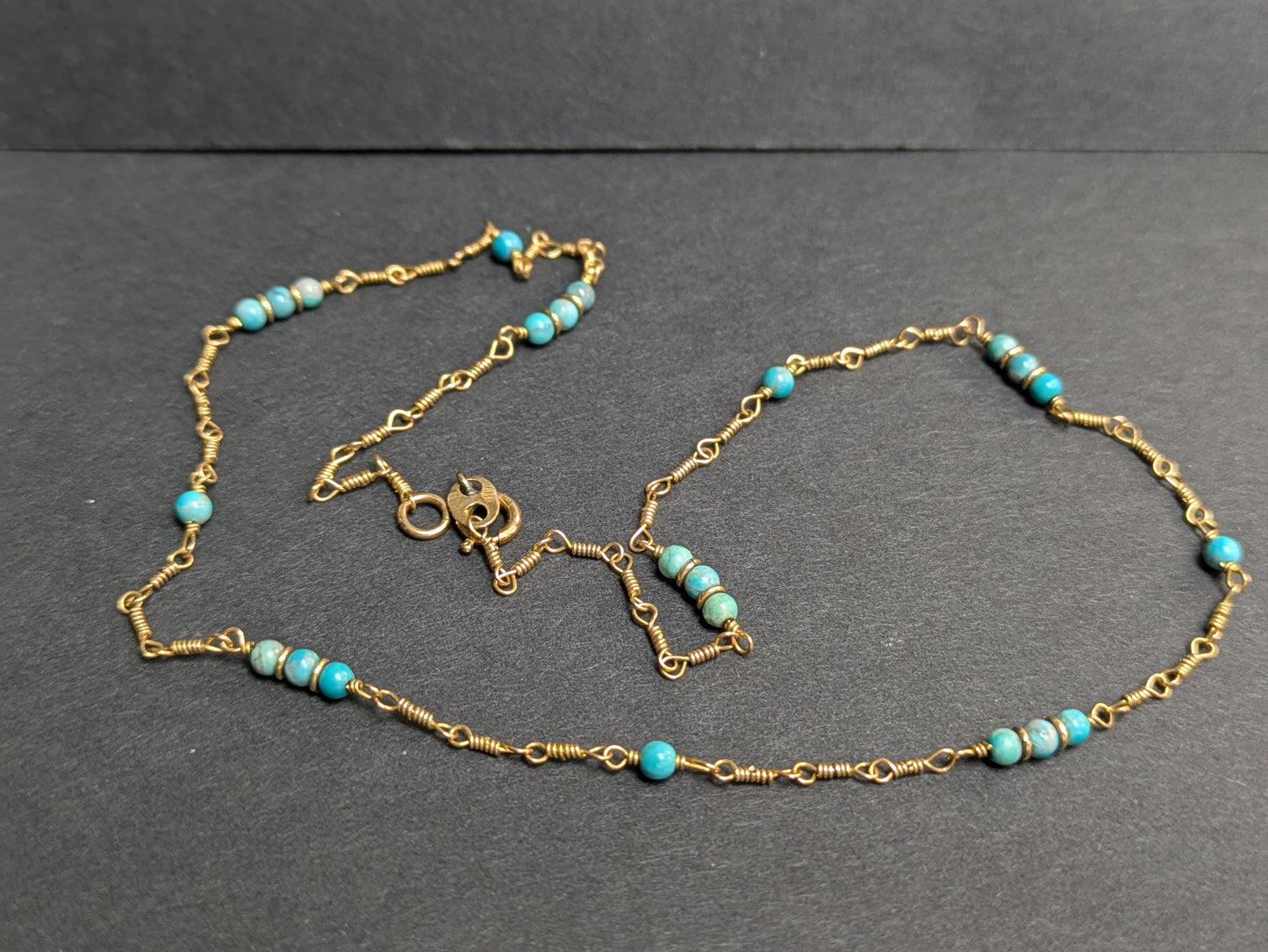 14k Turquoise Bead Necklace/Chain