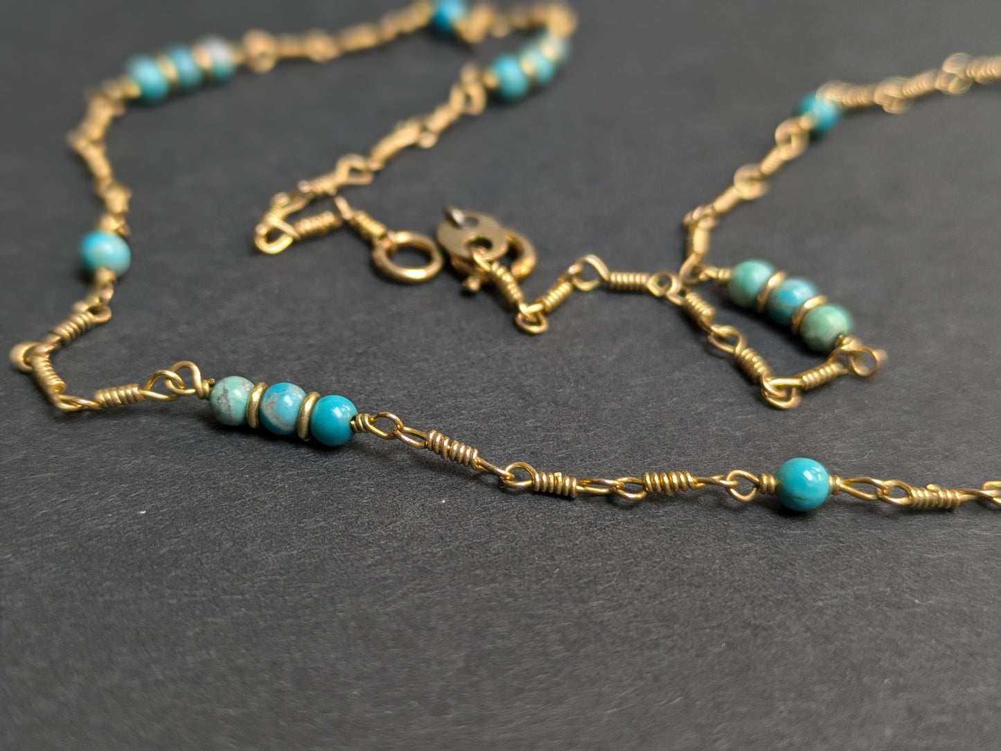 14k Turquoise Bead Necklace/Chain