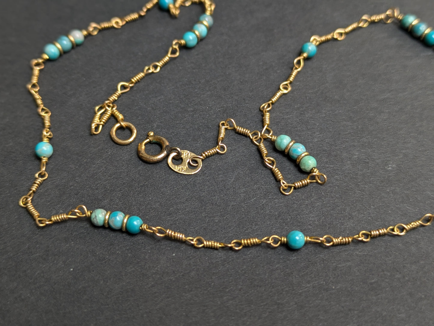 14k Turquoise Bead Necklace/Chain