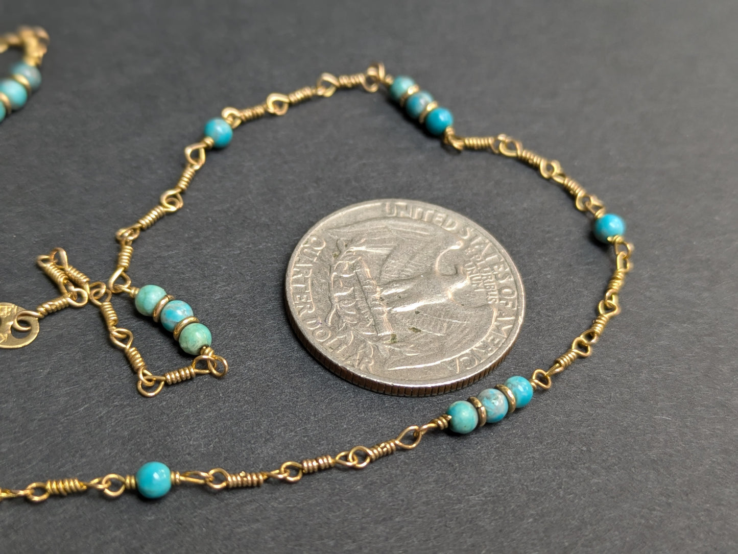 14k Turquoise Bead Necklace/Chain