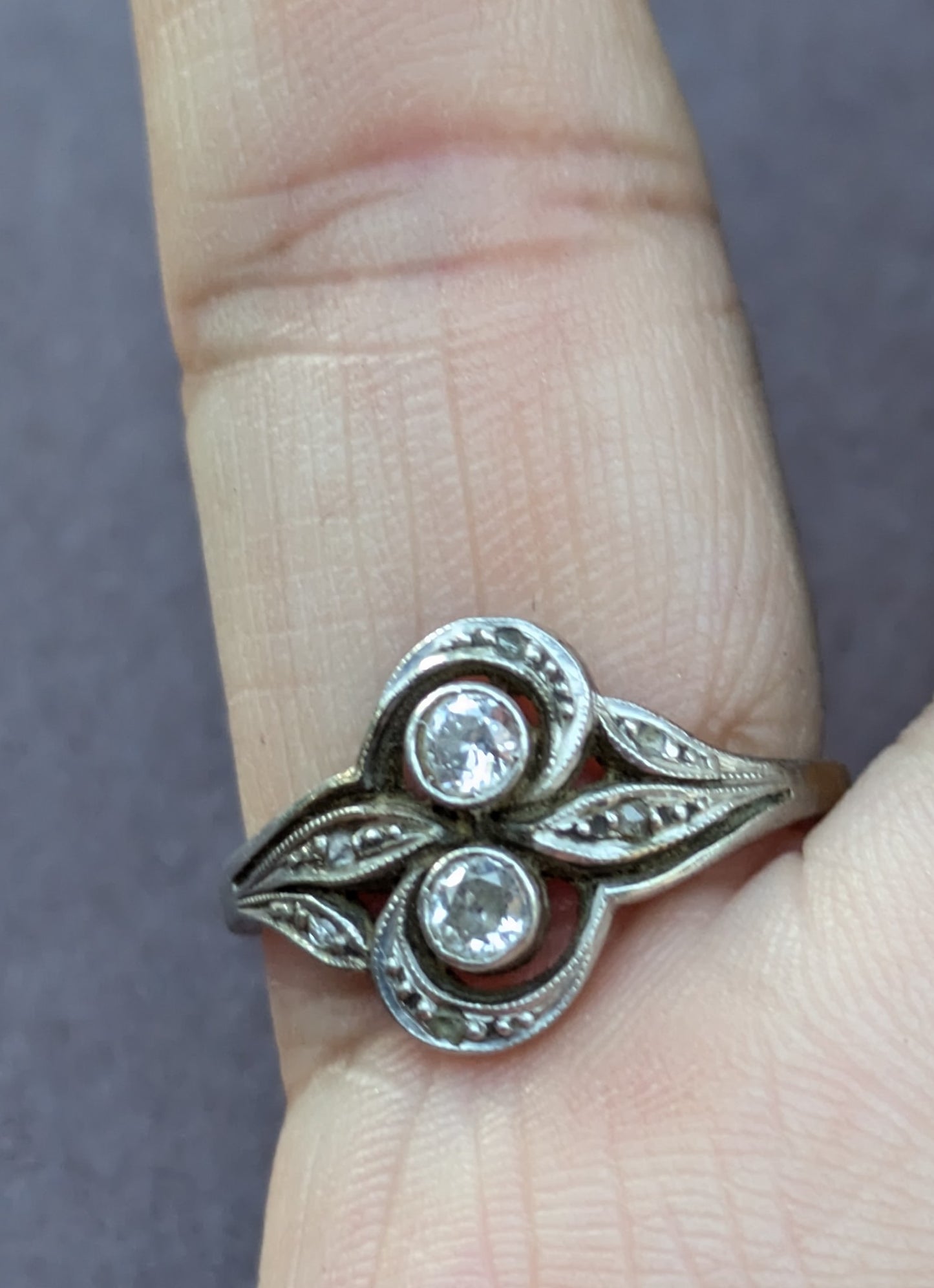 18k White Gold 1920's Diamond Ring