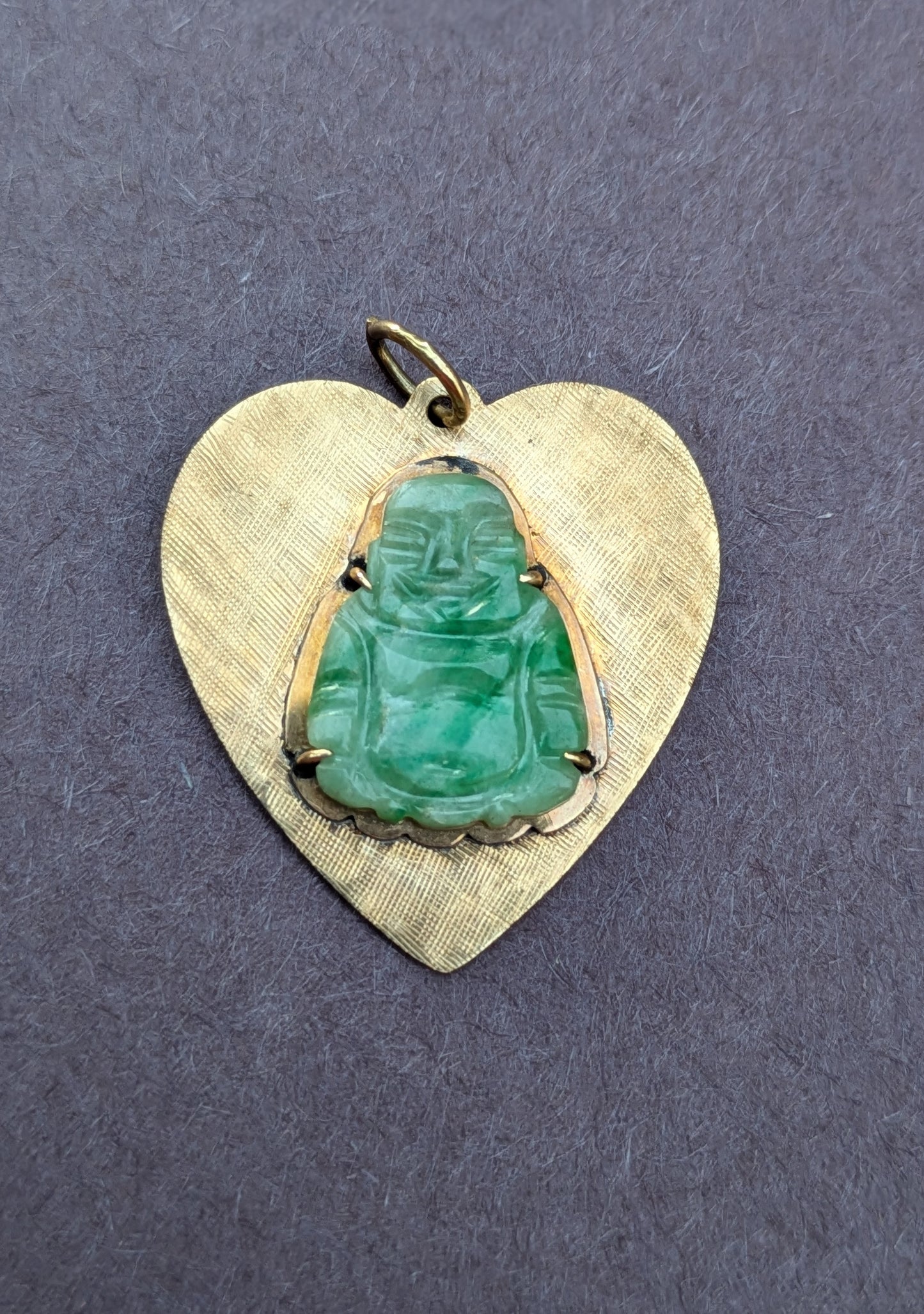 14k Heart Charm with Jade Buddha