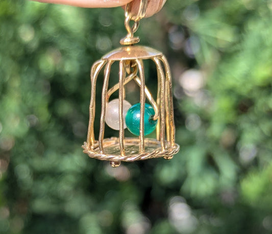 18k Love Bird in a Cage Charm