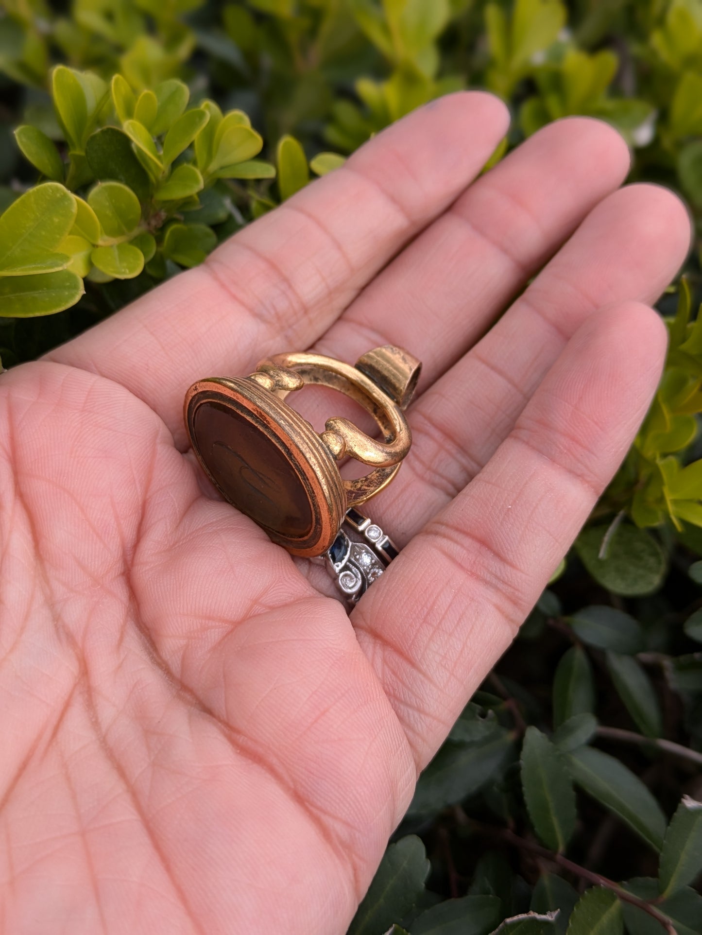 Low Carat Carved Citrine "H" Watch Fob/Pendant