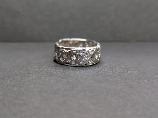 1940's Wide Platinum and Diamond Open Work Band